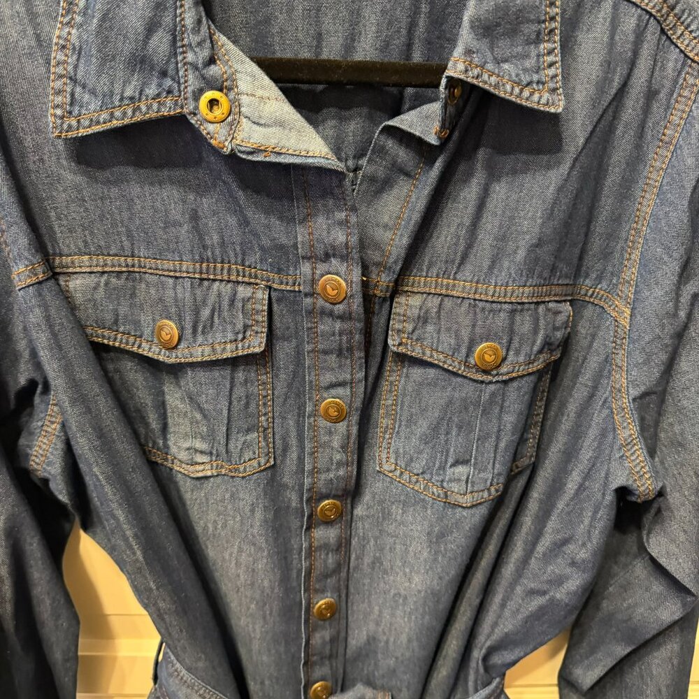 WOMAN WITHIN Belted Denim Jacket Shacket (Plus Size 20W) NEW WITHOUT TAGS!‎ - Picture 4 of 13